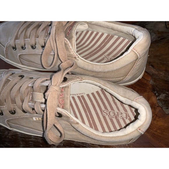 Taos Star Shoes Women's 9 1/2 Tan Brown Canvas Comfort Lace Up Casual Sneakers - Picture 5 of 8